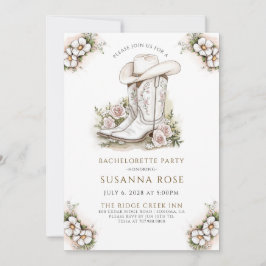 Invitación Gorra Floral Vaquera Boots Bachelorette