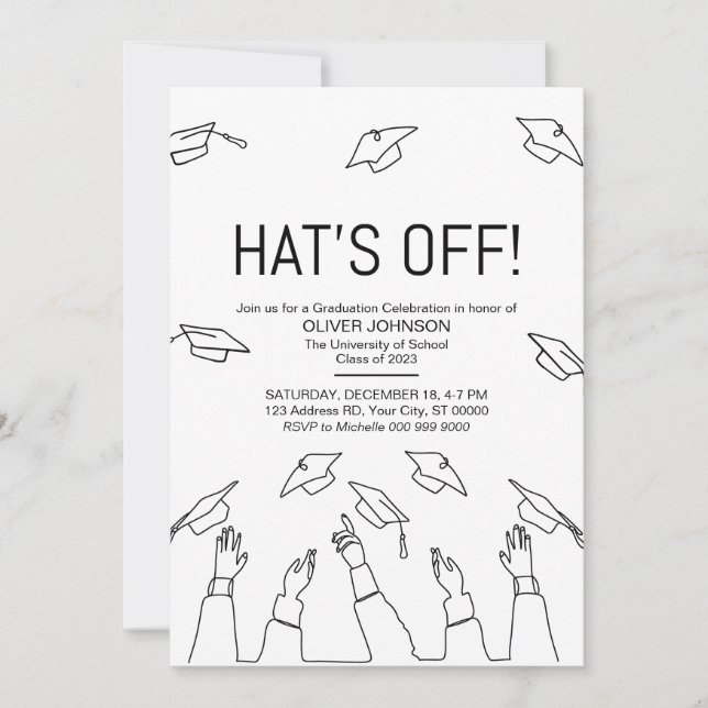 Invitación Gorra fuera, fiesta moderna de graduación (Anverso)