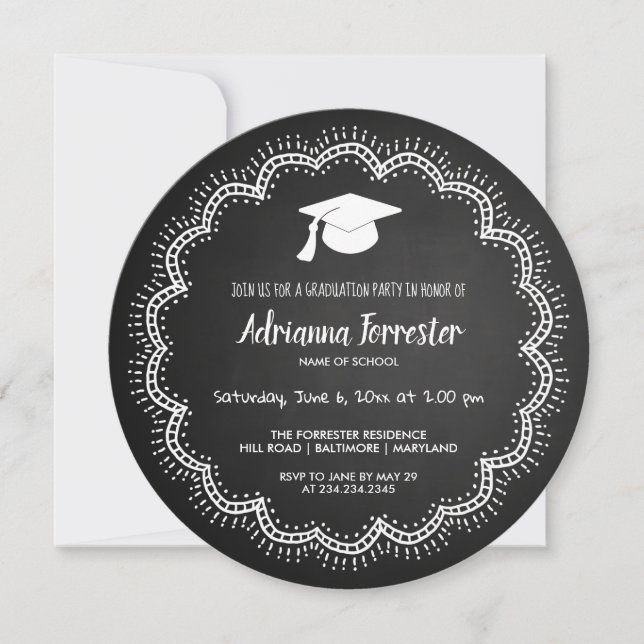 Invitación Gorra graduado caprichoso de la pizarra el | del (Anverso)