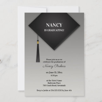 Invitación Gorra negro de graduación