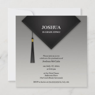 Invitación Gorra negro de graduación