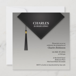 Invitación Gorra negro de graduación