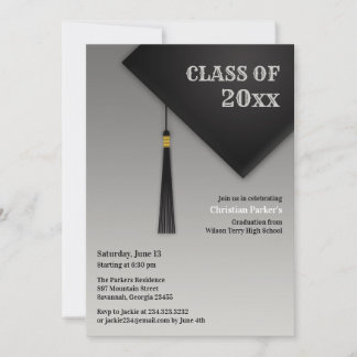 Invitación Gorra negro de graduación