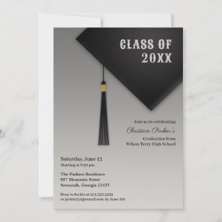 Invitación Gorra negro de graduación