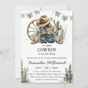 Invitación Gorra occidental boots Denim Boy Baby Shower