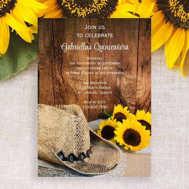 Invitación Gorra Quinceañera Barn Fiesta (Subido por el creador)
