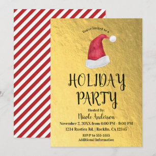 Invitación Gorra rojo brillante de Santa de la celebración de