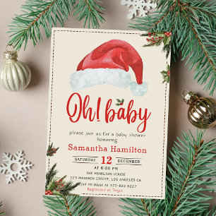 Invitación Gorra rojo de Santa Bebé Navidad de vacaciones Bab