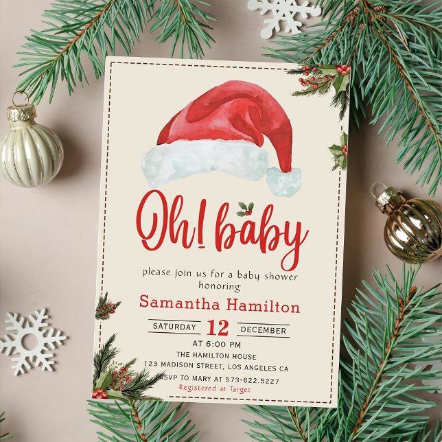 Invitación Gorra rojo de Santa Bebé Navidad de vacaciones Bab (Subido por el creador)