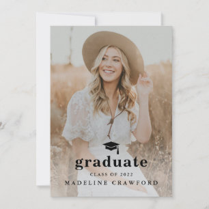 Invitación Gorra Sencilla con Foto de Tipo Fiesta de Graduaci