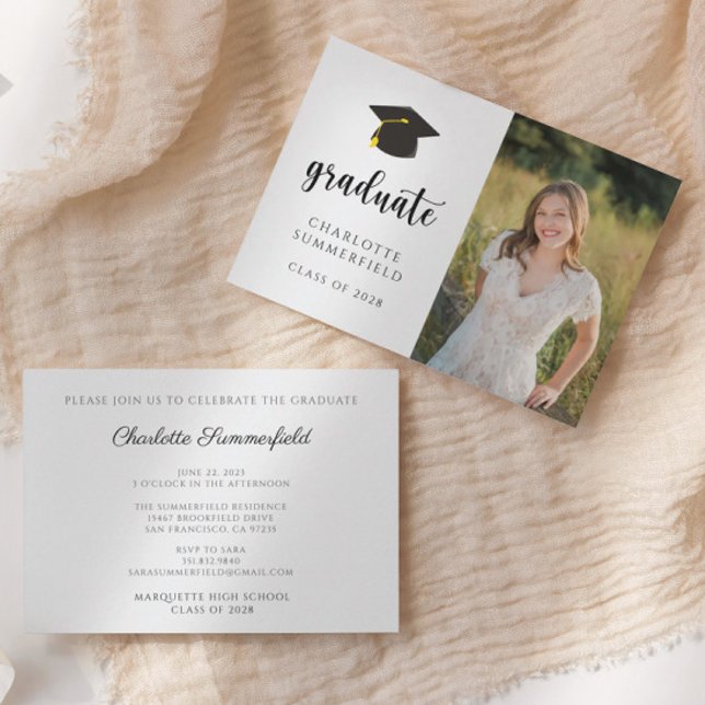 Invitación Gorra simple de graduación de oro negro Tassel (Subido por el creador)