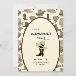 Invitación Gorra Vaquero Patrón de zapatos Fiesta de soltera