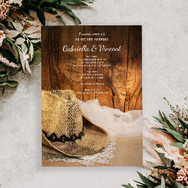 Invitación Gorra Vaquero y Boda Occidental del País de la Mad