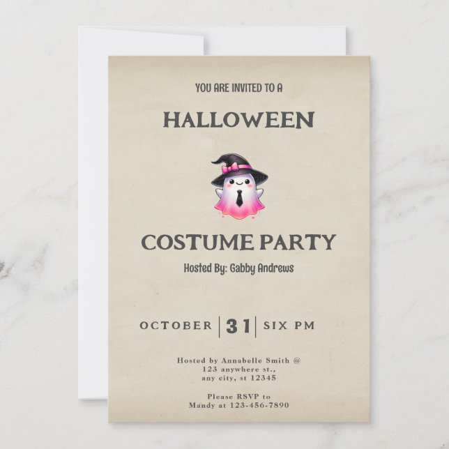 Invitación Gorra Vintage Halloween (Anverso)