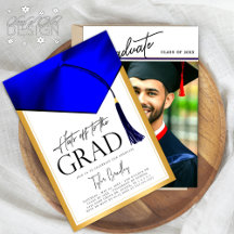 Gorras A La Foto De Grad Blue & Gold Mens Graduada