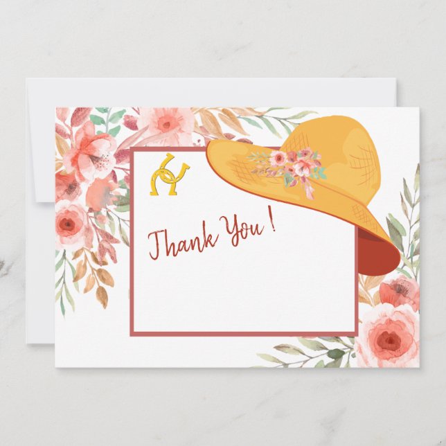 Invitación Gorras Caballos y Flores Debby-Theme Gracias (Anverso)