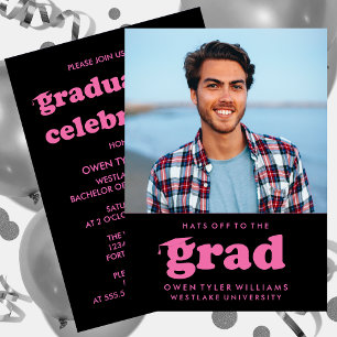 INVITACIÓN GORRAS DE BOLD RETRO EN LA INVITA GRAD FOTO GRAD
