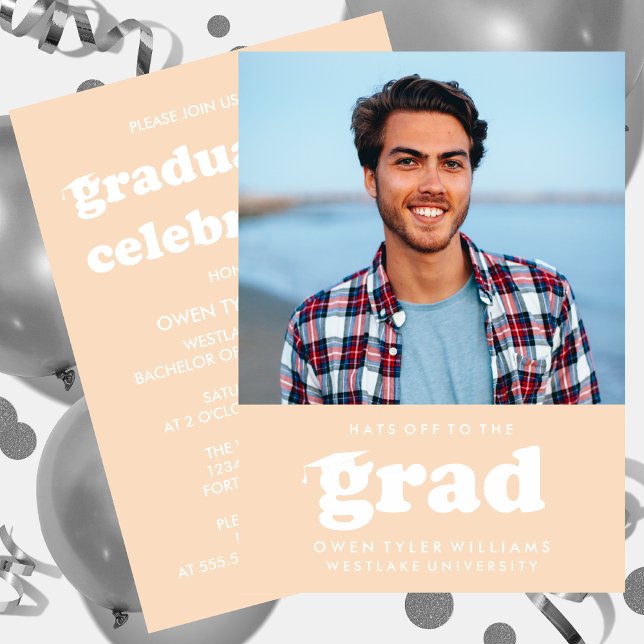 INVITACIÓN GORRAS DE BOLD RETRO EN LA INVITA GRAD FOTO GRAD (Subido por el creador)