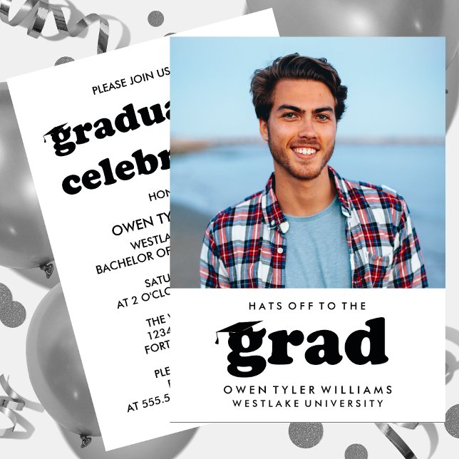 INVITACIÓN GORRAS DE BOLD RETRO EN LA INVITA GRAD FOTO GRAD (Subido por el creador)