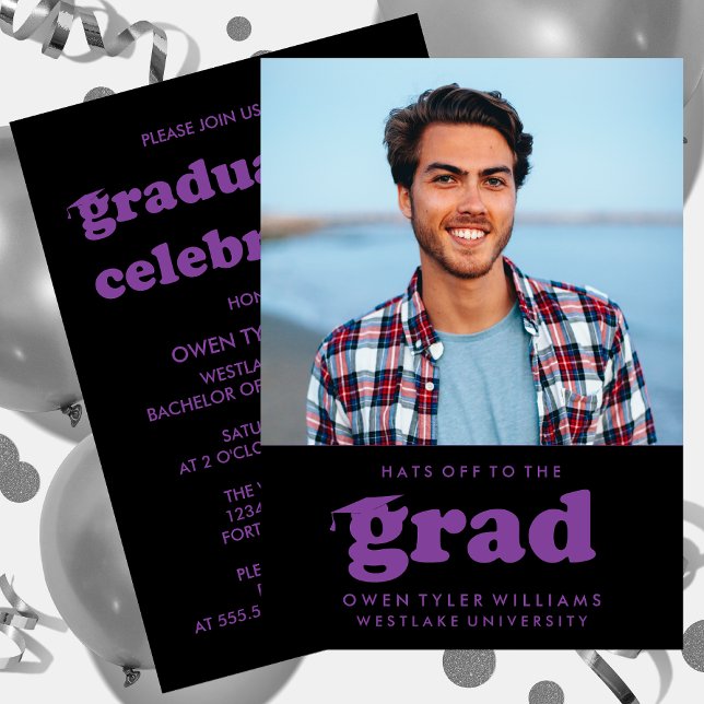 INVITACIÓN GORRAS DE BOLD RETRO EN LA INVITA GRAD FOTO GRAD (Subido por el creador)