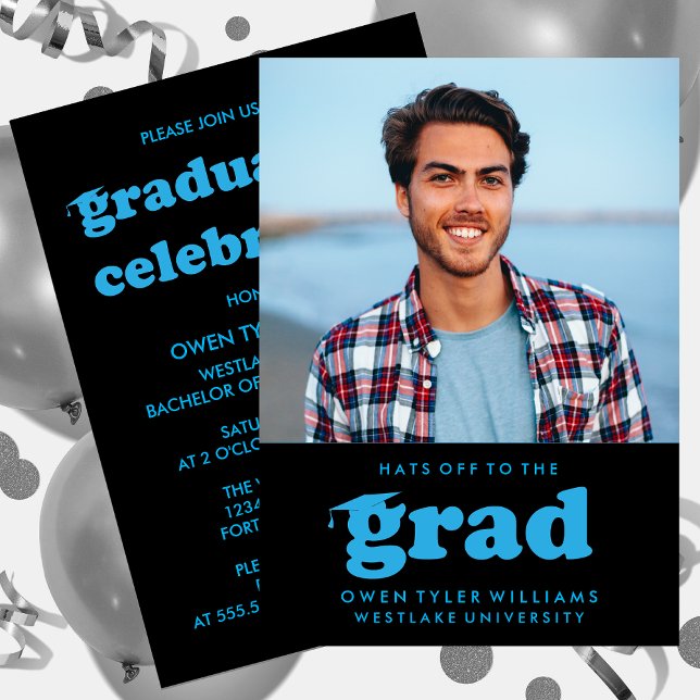 INVITACIÓN GORRAS DE BOLD RETRO EN LA INVITA GRAD FOTO GRAD (Subido por el creador)