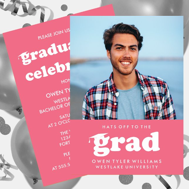 INVITACIÓN GORRAS DE BOLD RETRO EN LA INVITA GRAD FOTO GRAD (Subido por el creador)