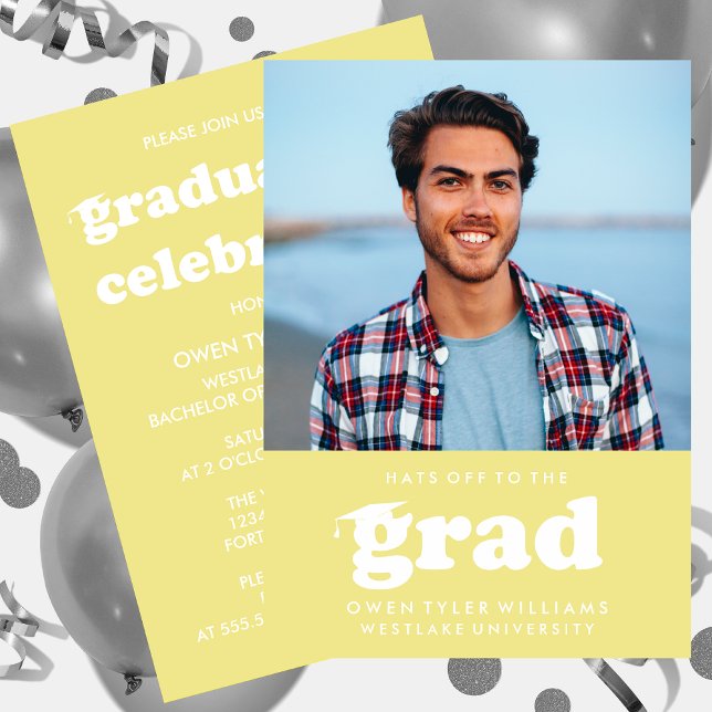 INVITACIÓN GORRAS DE BOLD RETRO EN LA INVITA GRAD FOTO GRAD (Subido por el creador)