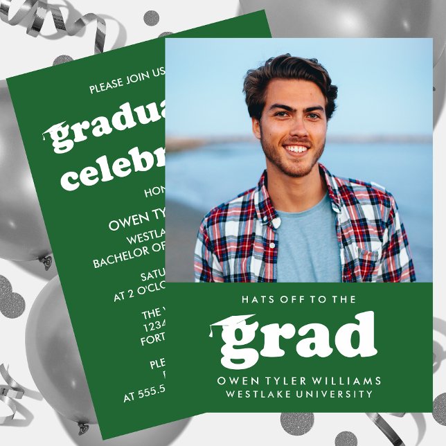 INVITACIÓN GORRAS DE BOLD RETRO EN LA INVITA GRAD FOTO GRAD (Subido por el creador)