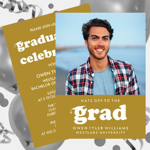 INVITACIÓN GORRAS DE BOLD RETRO EN LA INVITA GRAD FOTO GRAD