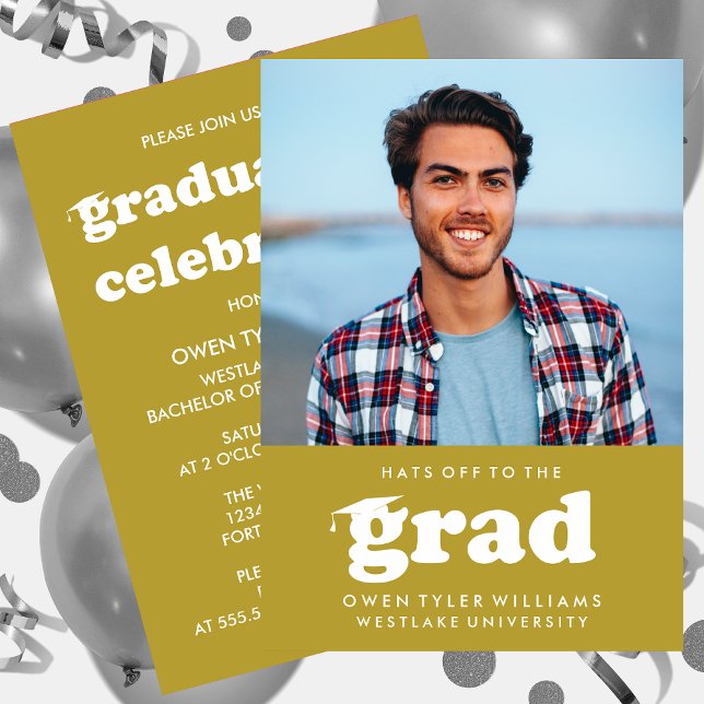 INVITACIÓN GORRAS DE BOLD RETRO EN LA INVITA GRAD FOTO GRAD (Subido por el creador)
