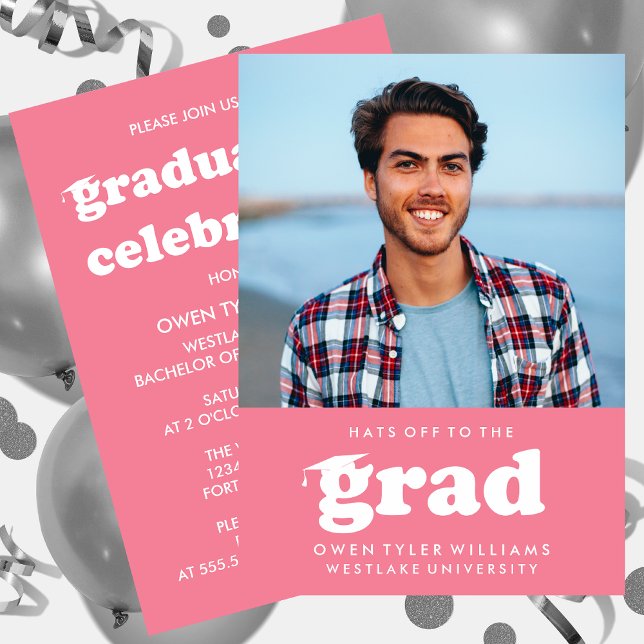 INVITACIÓN GORRAS DE BOLD RETRO EN LA INVITA GRAD FOTO GRAD (Subido por el creador)