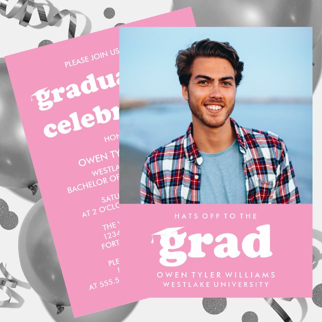 INVITACIÓN GORRAS DE BOLD RETRO EN LA INVITA GRAD FOTO GRAD (Subido por el creador)