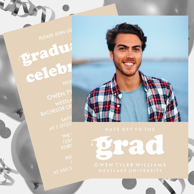 INVITACIÓN GORRAS DE BOLD RETRO EN LA INVITA GRAD FOTO GRAD (Subido por el creador)