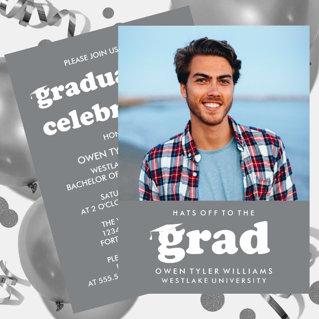 INVITACIÓN GORRAS DE BOLD RETRO EN LA INVITA GRAD FOTO GRAD (Subido por el creador)