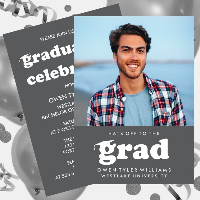 INVITACIÓN GORRAS DE BOLD RETRO EN LA INVITA GRAD FOTO GRAD (Subido por el creador)