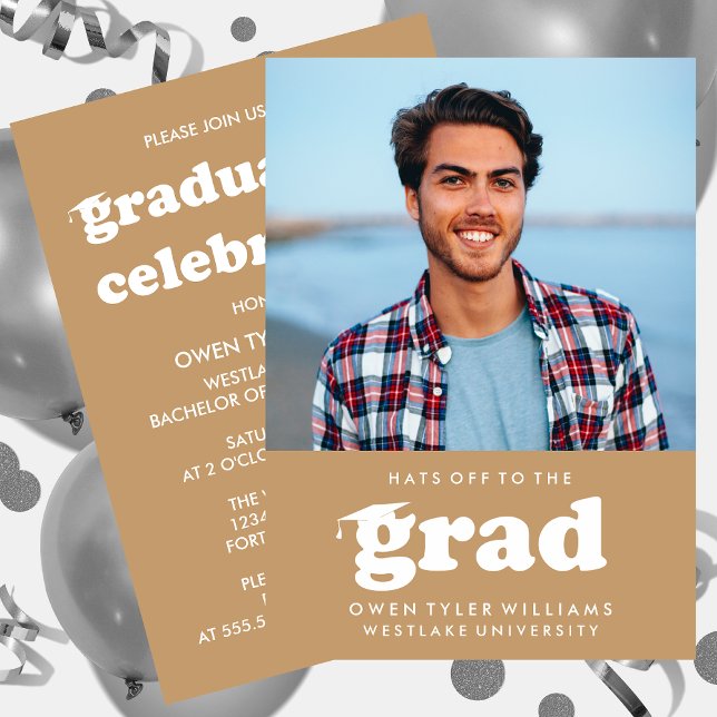 INVITACIÓN GORRAS DE BOLD RETRO EN LA INVITA GRAD FOTO GRAD (Subido por el creador)