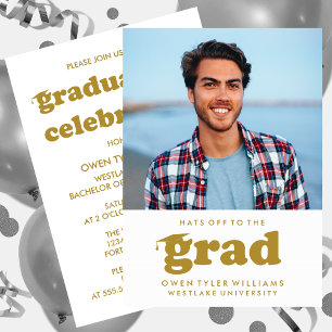 INVITACIÓN GORRAS DE BOLD RETRO EN LA INVITA GRAD FOTO GRAD