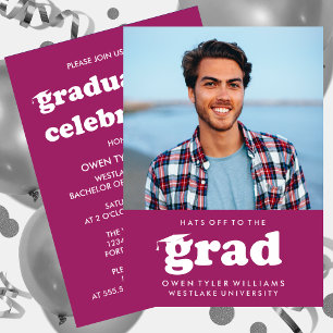 INVITACIÓN GORRAS DE BOLD RETRO EN LA INVITA GRAD FOTO GRAD