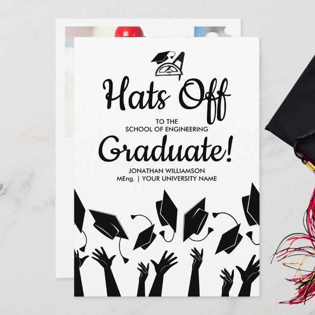 Invitación Gorras de fotografía de grado de ingeniería de la  (Subido por el creador)