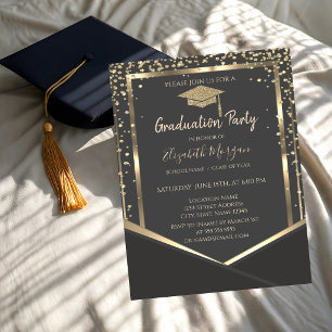 Invitación Gorras de graduación de diamantes grises Dorado Gr