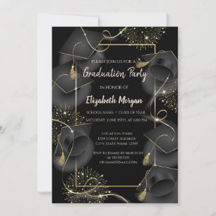 Invitación Gorras de graduación elegantes Fiesta de graduació