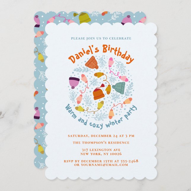 Invitación Gorras de punto y Mittens Winter Set (Anverso / Reverso)