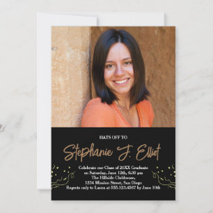 Invitación Gorras de tu fiesta de graduación de fotos Minimal