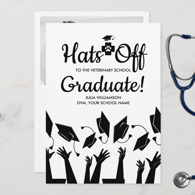 Invitación Gorras del Partido de Graduación de la Escuela Vet (Subido por el creador)