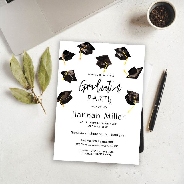 Invitación Gorras felices del partido de graduación (Subido por el creador)