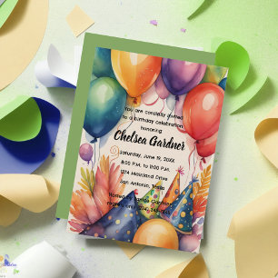 Invitación Gorras Fiestas coloridos de los globos acuáticos