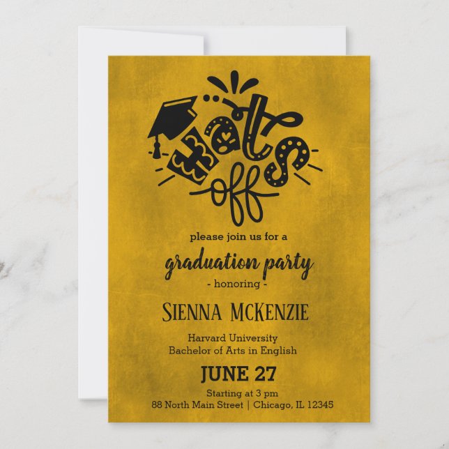 Invitación Gorras fuera - Amarillo (Anverso)