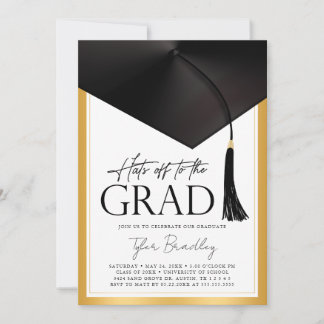 Invitación Gorras Fuera Para Graduado Foto de Graduación Homb