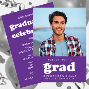 INVITACIÓN GORRAS RETRO NEGRITAS PARA LA FOTO DE GRADUACIÓN I
