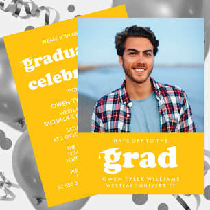 INVITACIÓN GORRAS RETRO NEGRITAS PARA LA FOTO DE GRADUACIÓN I